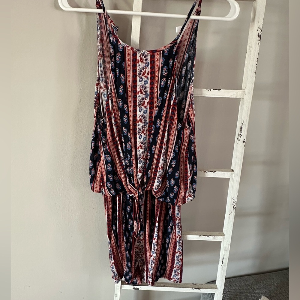 Floral Striped Sleeveless Romper